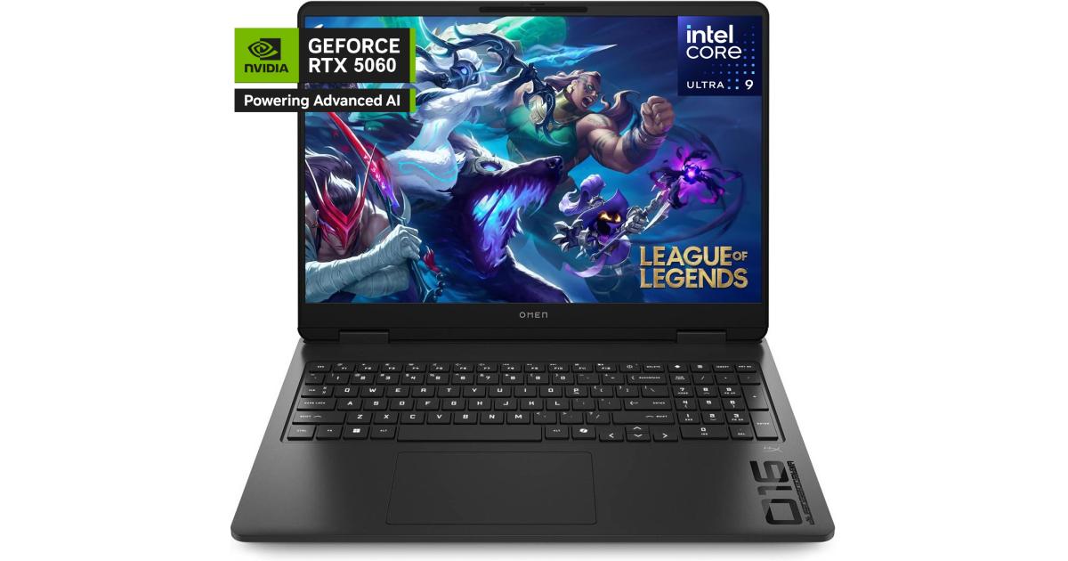 HP NEW OMEN 16 Gaming (2025) 16-an0000ne ​​Intel Core Ultra 9 285H Series 2 16-Cores OMEN AI Boost مع شاشة Nvidia RTX 5060 8GB DDR7 وIPS 144 هرتز - أسود داكن