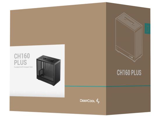 DeepCool CH160 PLUS Micro-ATX Computer Case, Up to 240mm Radiator & 4x Fan Support, ABS + SPCC + Tempered Glass Materials, Black