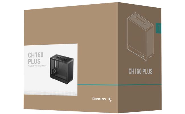 DeepCool CH160 PLUS Micro-ATX Computer Case, Up to 240mm Radiator & 4x Fan Support, ABS + SPCC + Tempered Glass Materials, Black