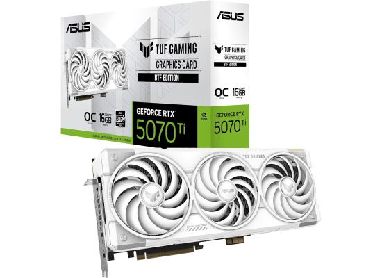 ASUS TUF Gaming GeForce RTX ™ 5070 Ti 16GB GDDR7 BTF White OC Edition Gaming Graphics Card (PCIe® 5.0, HDMI®/DP 2.1, 3.125-slot, Military-Grade Components, with a Detachable GC-HPWR Adapter)