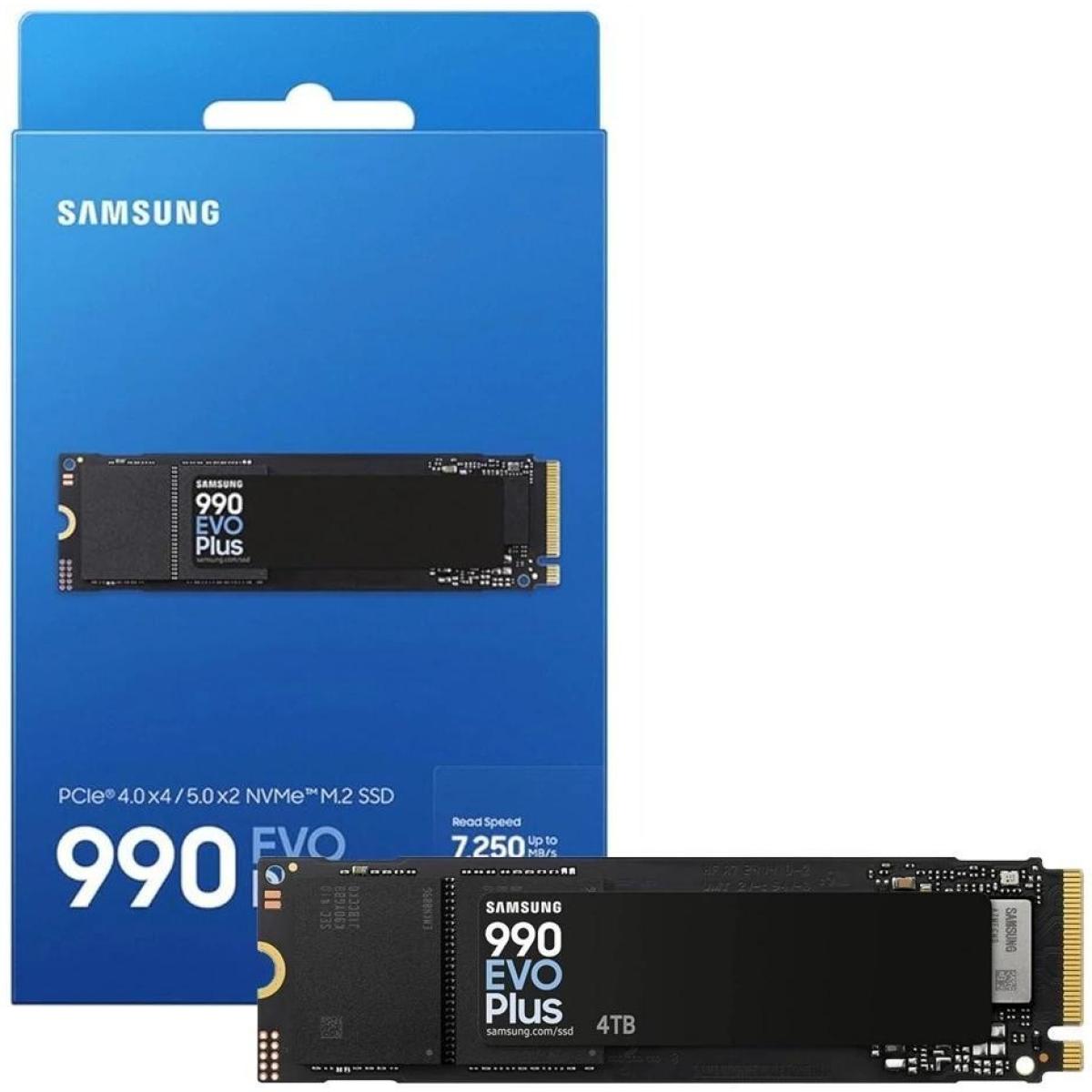 Samsung 990 EVO Plus SSD 4TB, PCIe Gen 4x4 | Gen 5x2 M.2, Speeds Up-to 7,250 MB\/s, Upgrade Storage for PC\/Laptops, HMB Technology and Intelligent Turbowrite 2.0