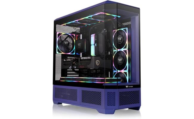 Thermaltake View 600 TG Full Tower 420mm Radiator Support Hidden Connector Support; Rotatable PCIe Slots, Future Dusk + Thermaltake 6.0" LCD Panel Kit Future Dusk