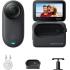 Insta360 GO 3s Camera, Up to 4K Video Resolution, 120Mbps Max Video Bitrate, 128GB Storage, Action Pod, Auto Stabilization, with Apple FindMy, Magnet Pendant, Clip, Midnight , Black