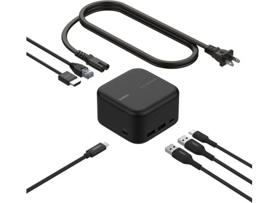 Belkin Connect USB-C 6-in-1 Core GaN Dock 130W, Multiport Docking Station w/ 96W PD to Peripherals, USB-C, USB-A, Gigabit Ethernet, & HDMI 4K Ports for Gaming, MacBook Pro, PC Laptops, & Chromebook