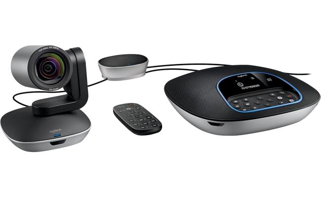 Logitech GROUP Video Conferencing System, Motorized Pan/Tilt/Zoom, 10x HD Zoom, Diagonal FOV 90°, 8.5 m IR Range, Full HD 1080p at 30fps, Autofocus