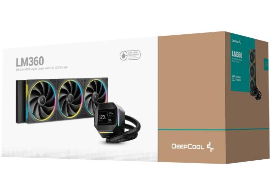 DeepCool LM360 ARGB Liquid Cooler 360mm 2.4" IPS Display Full Customized Supports MP4 Gen 6 Water Pump 3400RPM Anti-Leak For AMD & Intel -  Black