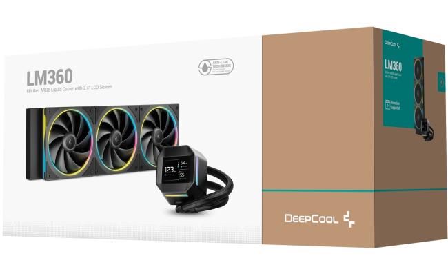 DeepCool LM360 ARGB Liquid Cooler 360mm 2.4" IPS Display Full Customized Supports MP4 Gen 6 Water Pump 3400RPM Anti-Leak For AMD & Intel -  Black