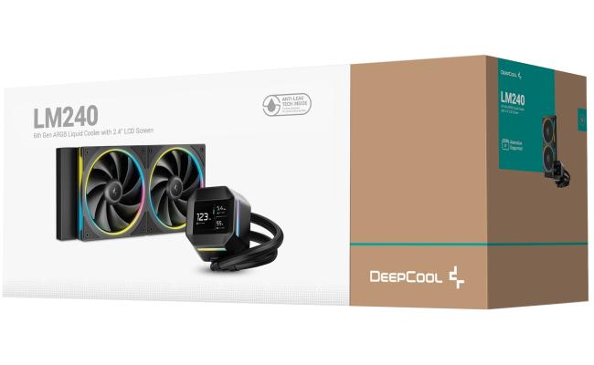 DeepCool LM240 ARGB Liquid Cooler 240mm 2.4" IPS Display Full Customized Supports MP4 Gen 6 Water Pump 3400RPM Anti-Leak For AMD & Intel -  Black