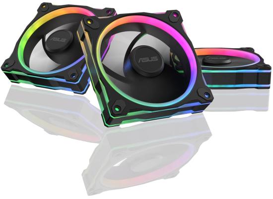 ASUS Prime MR120 aRGB Fan, 1600 RPM Fan Speed, 58 CFM Fan Airflow, Standard Blade, Dual-Sided Lighting, Sleeve Bearing, Triple Pack, Black