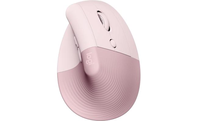 Logitech NEW Lift Vertical Ergonomic Mouse Wireless, Bluetooth Quiet clicks 4 buttons For Windows/macOS/iPadOS, Laptop, PC , Rose