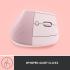 Logitech NEW Lift Vertical Ergonomic Mouse Wireless, Bluetooth Quiet clicks 4 buttons For Windows/macOS/iPadOS, Laptop, PC , Rose
