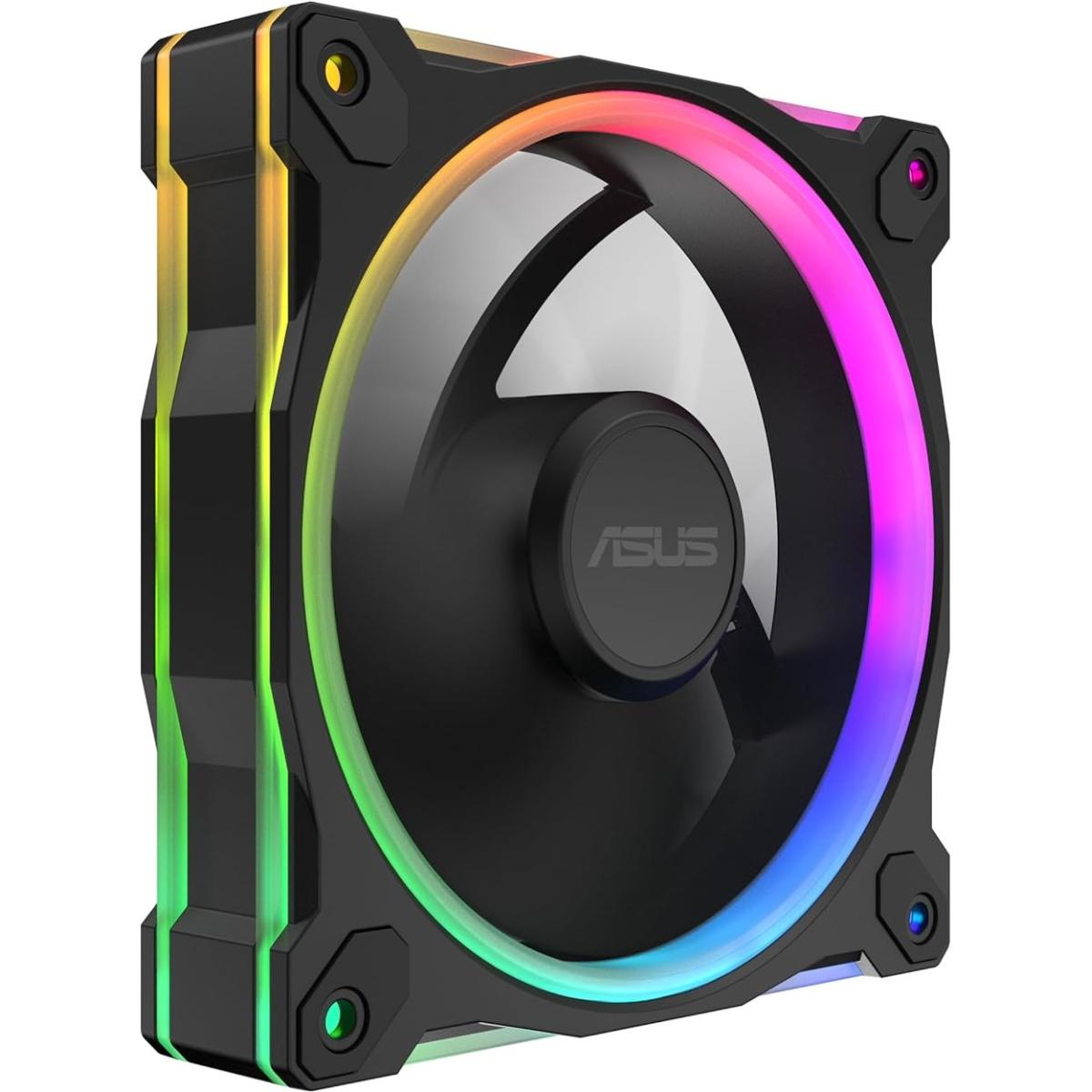 ASUS Prime MR120 aRGB Fan, 1600 RPM Fan Speed, 58 CFM Fan Airflow, Standard Blade, Dual-Sided Lighting, Sleeve Bearing, Single Pack, Black