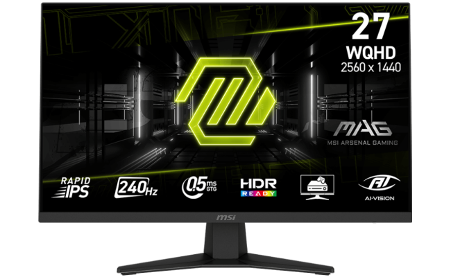 MSI MAG 274QF X24 27" Rapid IPS 2K 240Hz 0.5ms HDR Ready sRGB 130% AMD FreeSync™ Premium AI Vision & Console Mode w/ 2x HDMI & DisplayPort - Black