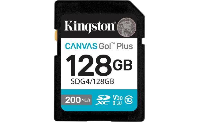 Kingston Canvas Go Plus 128GB SD Card | Up to 200MB/s | Class 10, UHS-I, U3, V30