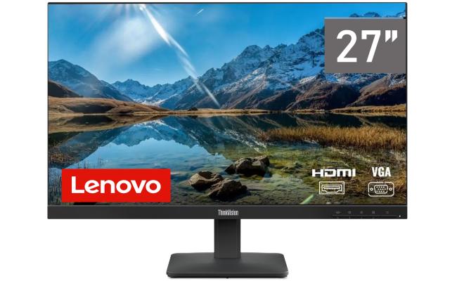 Lenovo ThinkVision S27-4e IPS 27" Full HD 99% sRGB 100Hz Eyesafe & Low Blue Light w/ VGA & HDMI Interface - Black