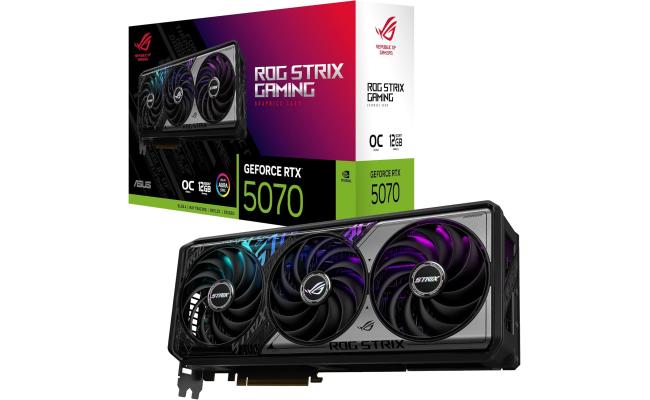 ASUS ROG Strix GeForce RTX™ 5070 OC Edition 12GB GDDR7 Graphics Card (PCIe® 5.0, 12GB GDDR7, HDMI®/DP 2.1, 3.2-Slot, Axial-tech Fans, MaxContact Design, Phase-Change GPU Thermal pad, Aura sync)