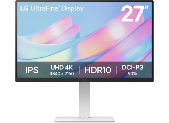 LG UltraFine 27US550 27" IPS 4K UHD HDR10 60Hz 1.07b DCI-P3 90% Color Display, Dynamic Action Sync, 3-side Virtually Borderless Adjustable Stand , White