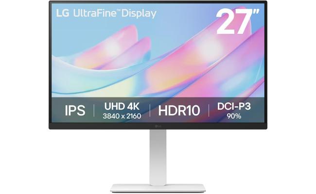 LG UltraFine 27US550 27" IPS 4K UHD HDR10 60Hz 1.07b DCI-P3 90% Color Display, Dynamic Action Sync, 3-side Virtually Borderless Adjustable Stand , White