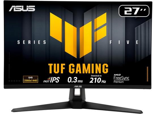 ASUS TUF VG27AQ5A Gaming AI 27" Fast IPS QHD 2K 210Hz 0.3 ms (GtG) HDR 10 , Adaptive-Sync w/ Multimedia Seakers  , Black