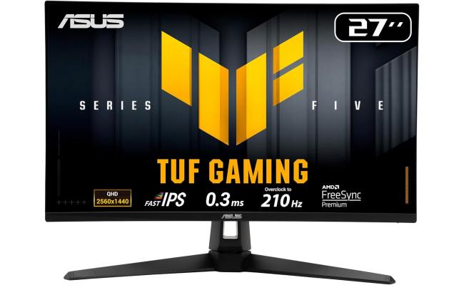 ASUS TUF VG27AQ5A Gaming AI 27" Fast IPS QHD 2K 210Hz 0.3 ms (GtG) HDR 10 , Adaptive-Sync w/ Multimedia Seakers  , Black