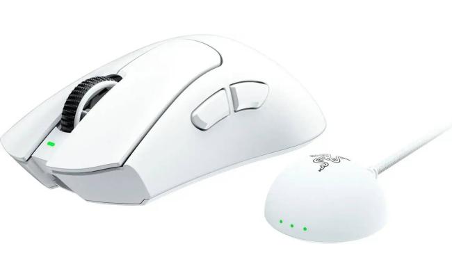 Razer DeathAdder V4 Pro Wireless Gaming Mouse: 56g Lightweight - HyperSpeed Wireless Gen-2 - Optical Scroll Wheel - Optical Switches Gen-4 - Focus Pro 45K Sensor Gen-2 - Up to 150 Hr Battery , White