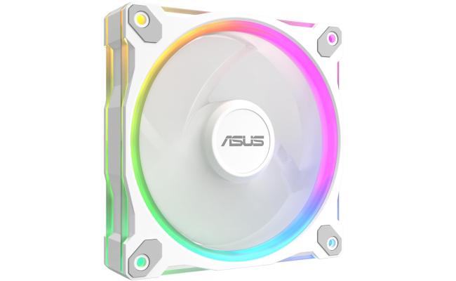 ASUS Prime MR120 aRGB Fan, 1600 RPM Fan Speed, 58 CFM Fan Airflow, Standard Blade, Dual-Sided Lighting, Sleeve Bearing, Single Pack, White