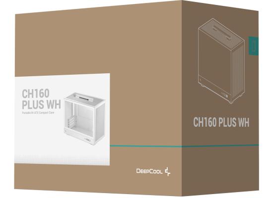 DeepCool CH160 PLUS Micro-ATX Computer Case, Up to 240mm Radiator & 4x Fan Support, ABS + SPCC + Tempered Glass Materials, White