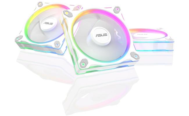 ASUS Prime MR120 aRGB Fan, 1600 RPM Fan Speed, 58 CFM Fan Airflow, Standard Blade, Dual-Sided Lighting, Sleeve Bearing, Triple Pack, White