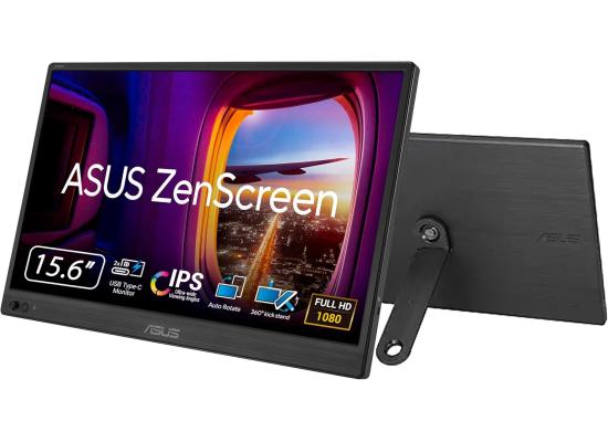 ASUS MB169CK ZenScreen 16” IPS Full HD Portable USB Monitor , Dual USB-C, Mini-HDMI, Eye Care, Flicker Free, Blue Light Filter, Anti-Glare Surface, 360° Kickstand,Black