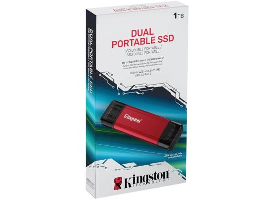 Kingston 1T Dual USB-A & C Portable SSD Durable Metal Casing Up to 1050MB/s USB 3.2 Gen 2 support Windows, macOS, Linux , Chrome , Android™, iOS/iPadOS