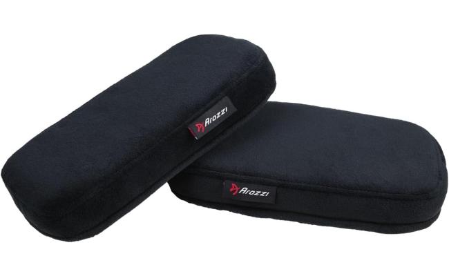 Arozzi Ergonomic Memory Foam Armrest Pads, Comfortable Gaming/Office Chair Armrest Pads, Forearm and Elbow Pressure Relief (2 Pieces)