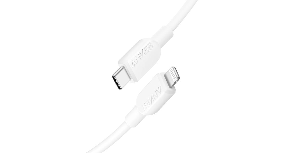 شاحن Anker USB C to Lightning Cable 90CM, MFi Certified for iPhone 14 Series, and More ( Not Included) - White