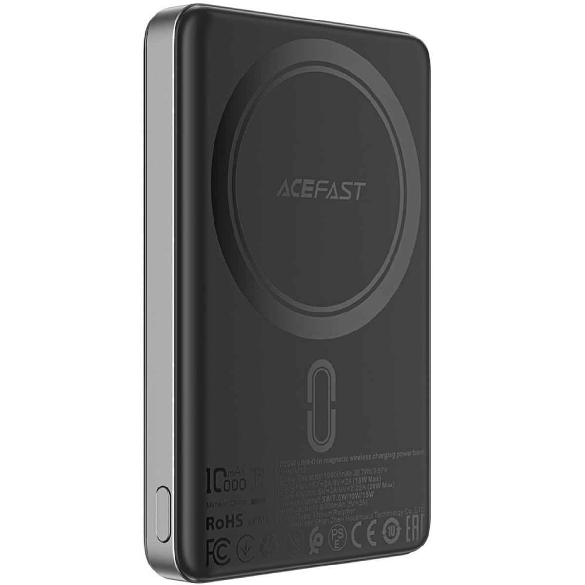 ACEFAST M12 PD 20W 10000mAh Power Bank Magnetic Wireless Charging External Battery - Black