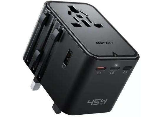 ACEFAST Z8 PD 45W GaN Charger – 3 USB-C + 2 USB-A Multifunctional International Travel Adapter - Black product thumbnail 2