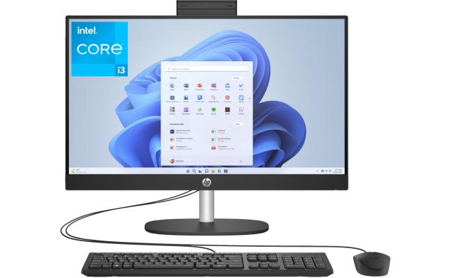 HP All-in-One 24-cr0045ne PC (2023) NEW 13Gen Intel Core i3 10-Cores w/ 24" IPS Full HD 99% sRGB NONE Touch Display - Black