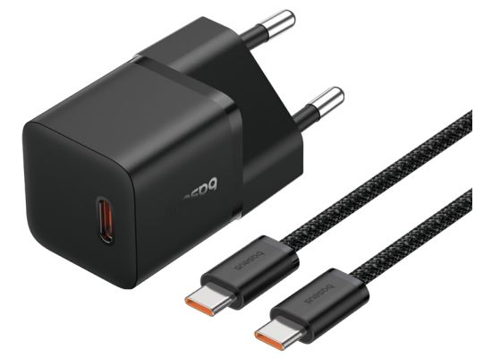 Baseus GaN5 Fast Charger (mini) 1C 20W EU Cluster Black (With: Baseus Dynamic 3 Series Fast Charging Data Cable Type-C to Type-C 100W 1m Cluster Black) product thumbnail 2