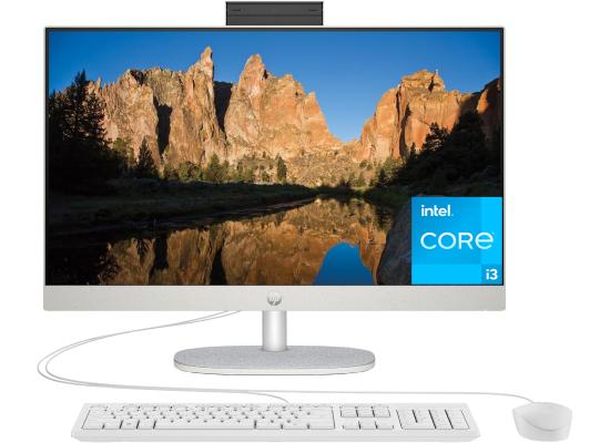 HP All-in-One 24-cr0044ne PC (2024) NEW 13Gen Intel Core i3 6-Cores w/ 24" IPS Full HD 99% sRGB NONE Touch Display - White