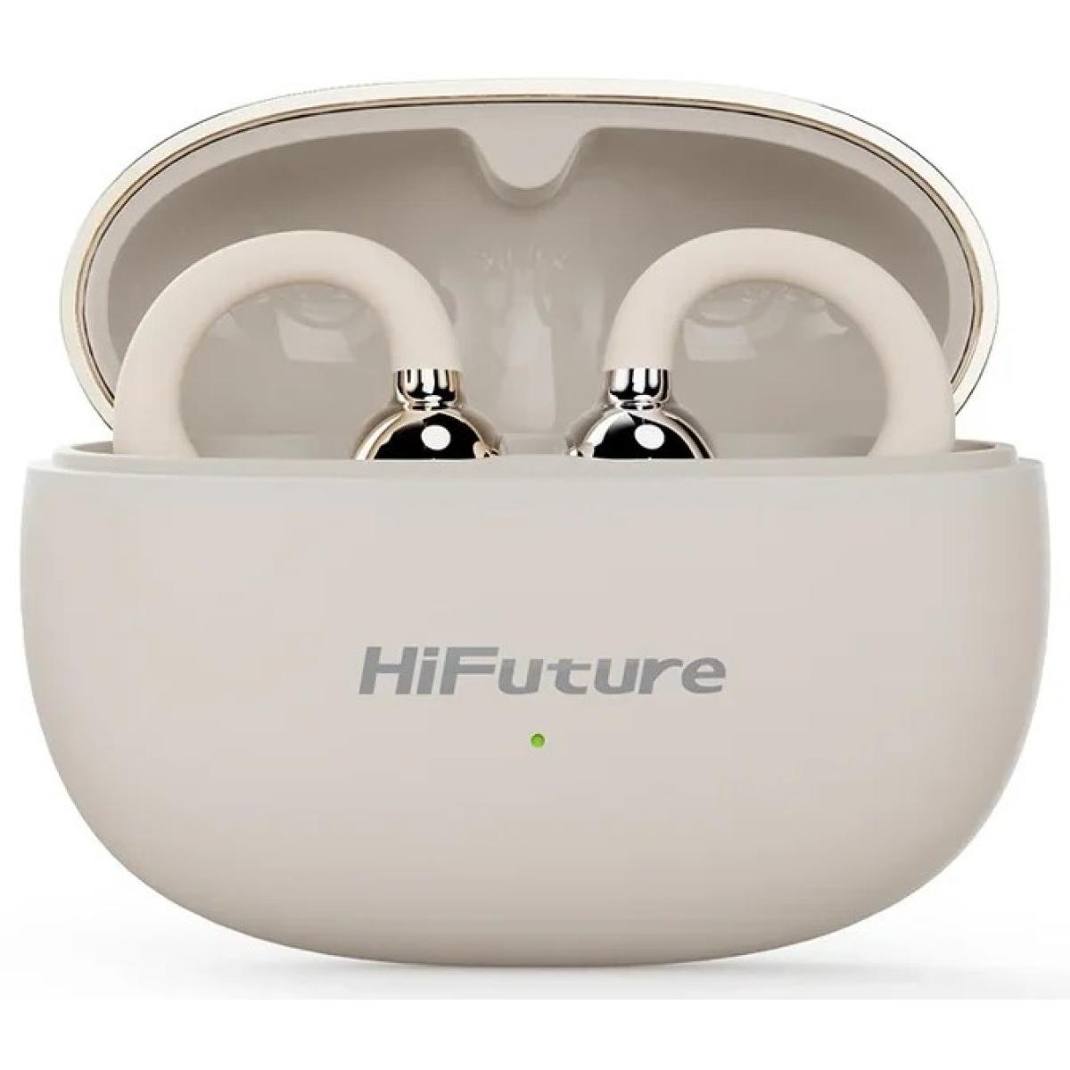 HiFuture FLEXCLIP AI Enhanced Environmental Noise Cancellation ENC Open Ear Wireless Earphone 30 hrs Play time light weigt design - Champagne Gold