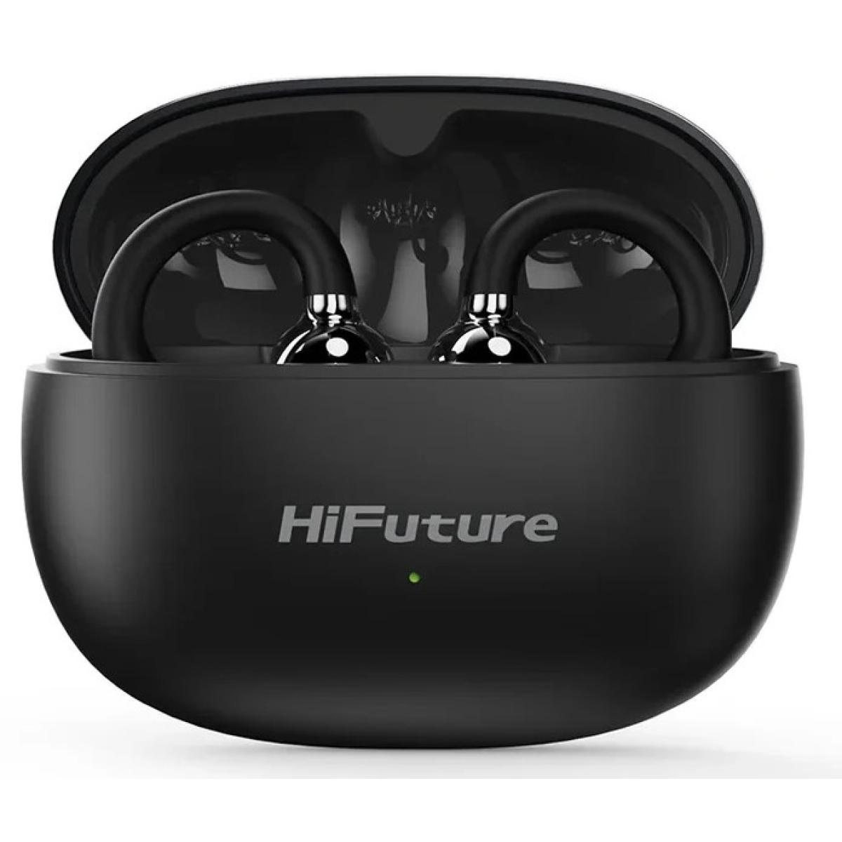 HiFuture FLEXCLIP AI Enhanced Environmental Noise Cancellation ENC Open Ear Wireless Earphone 30 hrs Play time light weigt design - Black