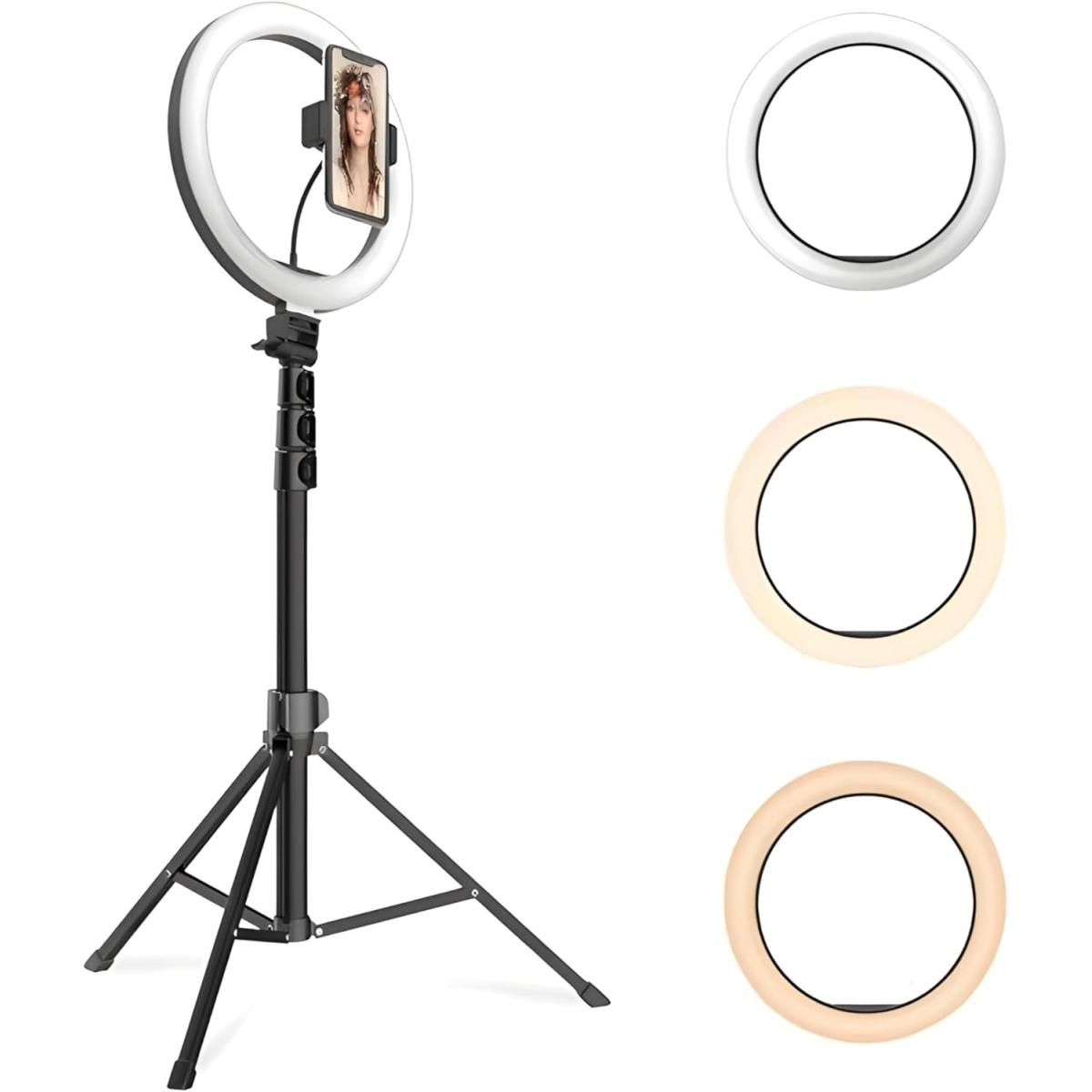 Jmary FM-536A 26cm LED Ring Light Kit with 170cm Tripod, 3 Light Modes, USB Powered, 1/4