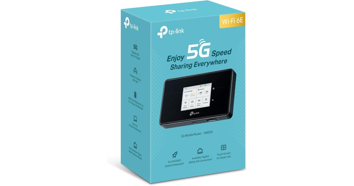 TP-Link M8550 5G LTE Mobile WLAN Router, Tri-Band AXE3600 Network