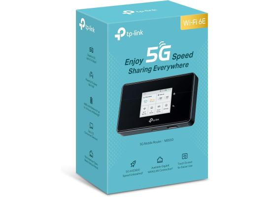 TP-Link M8550 5G LTE Mobile WLAN Router, Tri-Band AXE3600 Network, 3.4 Gbps Download Speed, Supports up to 32 devices , Gigabit WAN/LAN Port, VPN Encryption, Black