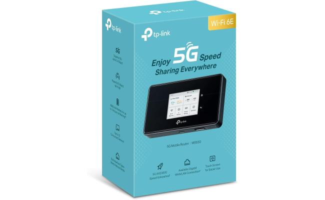 TP-Link M8550 5G LTE Mobile WLAN Router, Tri-Band AXE3600 Network, 3.4 Gbps Download Speed, Supports up to 32 devices , Gigabit WAN/LAN Port, VPN Encryption, Black