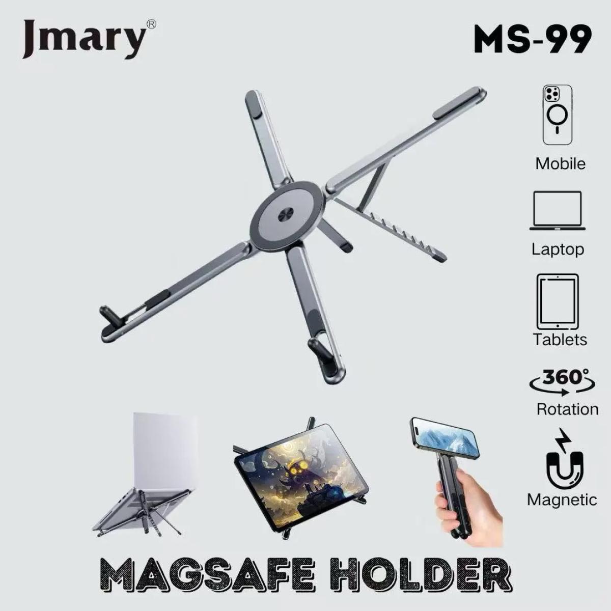 Jmary 3 in 1 Aluminum Magnetic Laptop, Tablets, Mobile Stand Adjustable - Space Gray