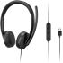 Lenovo USB-A Wired Stereo Headset for PC/Laptop, AI Noise Canceling via APP, 140g Lightweight, Replaceable Earcups, Double-Sided Boom Mic, in-line Controls with Mute for Call. Work with Teams/Zoom