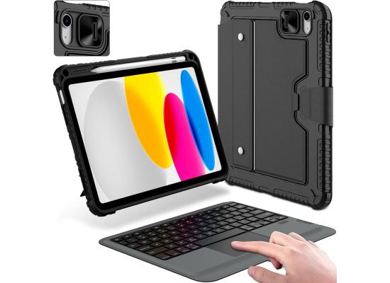 Nillkin iPad 10th Gen \ iPad A16 (11th Gen) Case with Keyboard, Slide Camera Cover, Backlit Detachable Wireless Arabic / English Keyboard with Pencil Holder and Multi-Touch Trackpad for iPad /10th Gen - Black product thumbnail 2