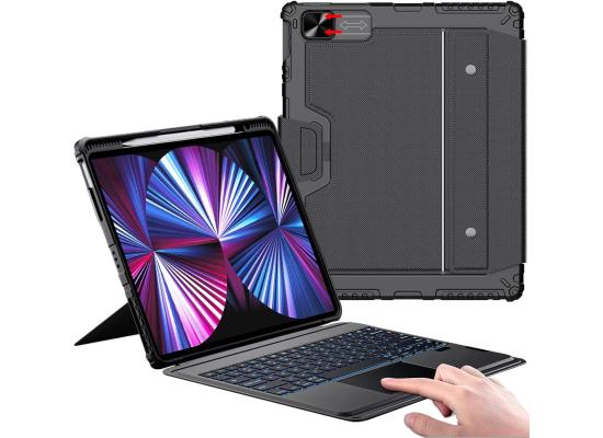 Nillkin iPad Air 13-inch Case Keyboard (M3,2025/M2,2024), Slide Camera Cover, iPad Pro 12.9 Protective Case with Backlit Wireless Detachable Keyboard Arabic / English, Trackpad and Pencil Holder - Black product thumbnail 2