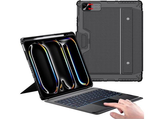 Nillkin for iPad Pro 13 inch Case with Keyboard M4 2024, iPad Pro 13 Inch Case with Pencil Holder and Backlit Wireless Detachable Keyboard Arabic / English, Multi-Touch Trackpad, Slide Camera Cover - Black product thumbnail 2