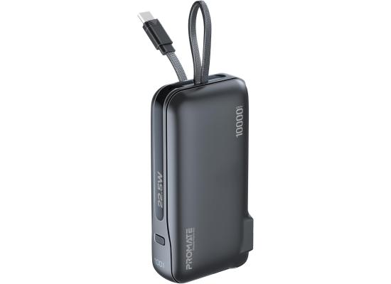 Promate Dual-Mode AC/DC Charger and 10000mAh Power Bank with 20W USB-C Port, Built-In USB-C Cable, 22.5W USB-A Quick Charge, Digital Display, and Multi-Protection System for Safe - Black product thumbnail 2