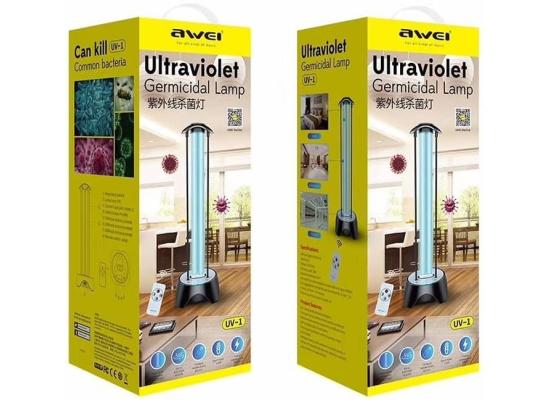 Awie Ultraviolet Germicidal UV Lamp 220V 38W Sterilization with Three-Step Timing Remote Control for Household Disinfection Living Room Bedroom Household